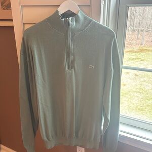 Lacoste Men's Sage Green 1/4 Zip Sweater